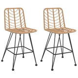Bar Stool Set of 2 Black Steel, polyethylene rattan Standard 319430