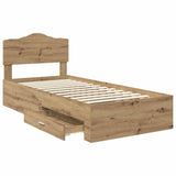 Bed Frame with Drawer Artisan Oak 90 x 190 cm Engineered Wood 3413255