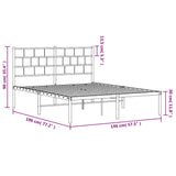 Metal Bed Frame without Mattress with Headboard White 140x190cm 355708