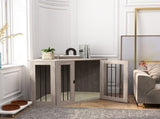 PawHut Dog Crate Furniture Side Table, with Cushion, 122 x 61 x 71cm - Walnut Brown T3398P554939
