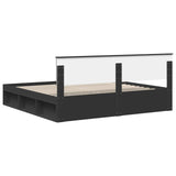 Bed Frame with Headboard Black 200 x 200 cm Solid Pine Wood 3410556