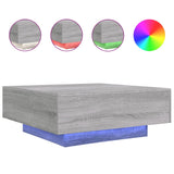 Coffee Table with LED Lights Grey Sonoma 80x80x31 cm 836593