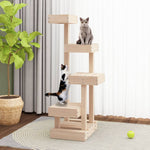 ZNTS Cat Tree 45.5x49x103 cm Solid Wood Pine 824648