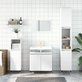 3 Piece Bathroom Cabinet Set White Engineered Wood 3187781