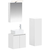 Bathroom Furniture Set 4 pcs White Engineered Wood and Glass 3407431