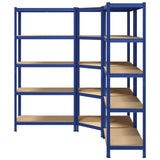 3 Piece 5-Layer Shelves Set Blue Steel&Engineered Wood 3307614
