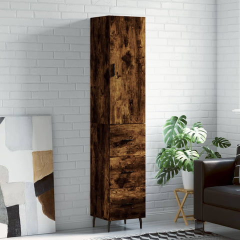 Highboard Smoked Oak 34.5x34x180 cm Engineered Wood 3198870