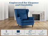 Modern Accent Chair with High Backrest and Pillow, Velvet-Feel Fabric Reading Chair with Solid Wood T3398P548097