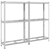 2-Layer Tyre Shelves 2 pcs Silver 110x40x180 cm Steel&Engineered Wood 4016969