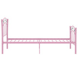 Bed Frame Pink Powder-coated metal Single Durable Bed Frame 324747