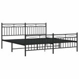 Metal Bed Frame without Mattress with Footboard Black 183x213cm 373714