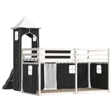 Bunk Bed without Mattress with Slide White and Black 90x200 cm 3284191