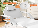 Portable Massage Table, 3 Section Adjustable Beauty Bed, Foldable Massage Bed with Face Hole, T3398P378893