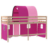 Kids' Loft Bed with Tunnel without Mattress Pink 90x190cm 3207002