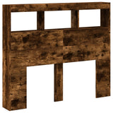 Headboard Cabinet with LED Smoked Oak 120x17x102 cm 839193