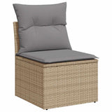 11 Piece Garden Sofa Set with Cushions Beige Poly Rattan Acacia 3327538
