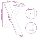 Dining Table Legs X-Shaped 2 pcs Natural Steel 90x cm Steel 4012987