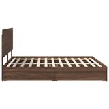 Storage Bed with Drawer Brown Oak 200 x 200 cm Engineered Wood 3412657