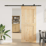 Sliding Door with Hardware Set 95x210 cm Solid Wood Pine 3332722