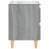 Bed Cabinet with Solid Wood Legs Grey Sonoma 40x35x50 cm 813124