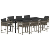 Garden Dining Set 9 pcs Grey Poly Rattan 3380752