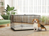 Foldable Dog Crate with 2 Doors with Tray, Soft Cushion, for Extra and Large Dogs, 105 x 70 x 75, T3398P376675