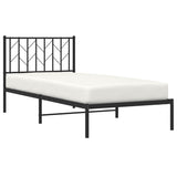 Metal Bed Frame without Mattress with Headboard Black 90x200cm 374430