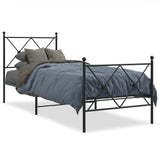 Metal Bed Frame without Mattress with Footboard Black 75x190cm 376510