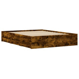 Bed Frame with Drawers without Mattress Smoked Oak 150x200 cm King Size 3207270