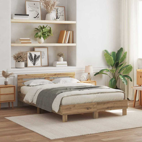 Bed Frame Artisan oak 140 x 190 cm Engineered wood 3333952
