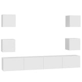 6 Piece TV Cabinet Set White Engineered Wood 3078663