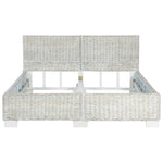 ZNTS Bed Frame without Mattress Grey Natural Rattan 140x200 cm 283091