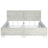 ZNTS Bed Frame without Mattress Grey Natural Rattan 140x200 cm 283091