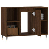 Bathroom Cabinet Brown Oak 80x33x60 cm Engineered Wood 831627