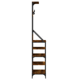Clothes Rack with Shoe Storage Smoked Oak 70x34x184 cm 837874