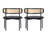 Velvet dining chair, set of 4, modern, simple chair with four metal support legs, rattan N606P389324S