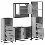 ZNTS 4 Piece Bathroom Furniture Set Grey Sonoma Engineered Wood 3301303