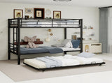 Black-layer wrought iron high and low bed with pull-out bed, reinforced metal bed frame for W3987P434161