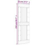 Sliding Door Natural and Black 70 x 210 cm Solid Pine Wood 3444900