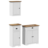 3 Piece Bathroom Furniture Set BODO White and Brown Solid Wood Pine 3307648