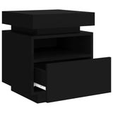 ZNTS Bedside Cabinets with LED Lights 2 pcs Black 40x39x48.5 cm 836787