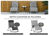 2pc Reclining Zero Gravity Sun Loungers ,Folding Chaise Lounge Chair with Cushions, Light Grey T3398P318683