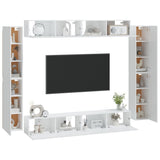 8 Piece TV Cabinet Set White Engineered Wood 3114294