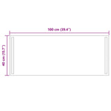 LED Bathroom Mirror Transparent 100 x 40 cm Tempered Glass 42045803