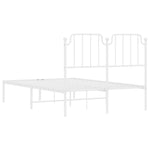 ZNTS Metal Bed Frame with Headboard White 120x190 cm Small Double 373933