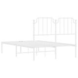 ZNTS Metal Bed Frame with Headboard White 120x190 cm Small Double 373933