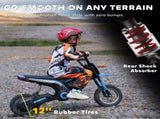 24V Electric Motorbike with Twist Grip Throttle, Music, Horn, 12" Pneumatic Tyres, 16km/h Max Speed T3398P378952