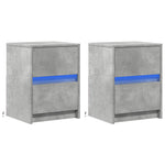 ZNTS Bedside Cabinets with LED Lights 2 pcs Concrete Grey Engineered Wood 852040