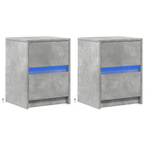 ZNTS Bedside Cabinets with LED Lights 2 pcs Concrete Grey Engineered Wood 852040