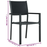Garden Chair Set of 4 Black Plastic, Steel Standard Lightweight 47890